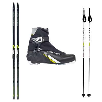 Ensemble de ski de fond Fischer + fixations Fischer + chaussures Fischer + bâtons